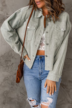 Load image into Gallery viewer, Double Take Raw Hem Button Down Corduroy Jacket with Pockets