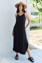 Load image into Gallery viewer, Good Energy Cami Side Slit Maxi Dress in Black