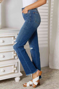Distressed Raw Hem Jeans