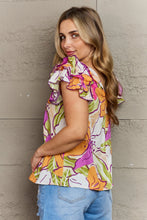 Load image into Gallery viewer, GeeGee Lovely Luxuries Floral Print Ruffle Sleeve Top