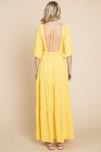Load image into Gallery viewer, Backless Plunge Half Sleeve Tiered Dress