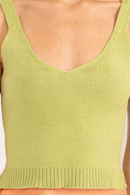 Load image into Gallery viewer, Slit Ribbed Tank in Pale Olive
