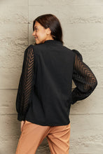 Load image into Gallery viewer, Notched Neck Openwork Long Sleeve Shirt