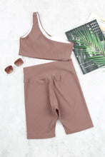 Load image into Gallery viewer, One-shoulder Sports Bra and Biker Shorts Set
