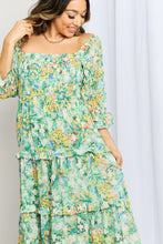 Load image into Gallery viewer, Floral Frill Trim Square Neck Midi Dress