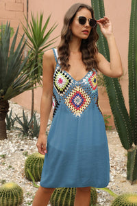 Siesta Key Openwork Sleeveless Embroidery Dress