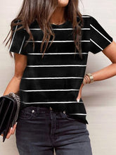 Load image into Gallery viewer, Sorrento Striped Round Neck Short Sleeve T-Shirt