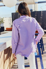 Load image into Gallery viewer, Distressed Button Down Denim Jacket in Lavender