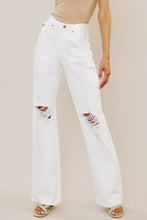 Load image into Gallery viewer, Kancan High-Rise Distressed Flare Jeans in White
