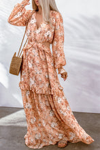 Load image into Gallery viewer, Floral Cutout Frill Trim Flounce Sleeve Dress