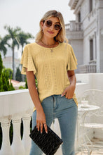 Load image into Gallery viewer, Eyelet Flutter Sleeve Round Neck Top