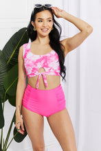 Load image into Gallery viewer, Sanibel Crop Swim Top and Ruched Bottoms Set in Pink
