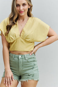 Out For Brunch Flowy Sleeve Open Back Crop Top