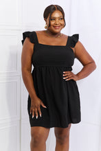 Load image into Gallery viewer, Sunny Days Empire Line Ruffle Sleeve Dress in Black