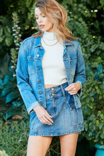 Load image into Gallery viewer, Button Up Raw Hem Denim Jacket