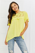 Load image into Gallery viewer, Ready To Go Lace Embroidered Top in Yellow Mousse