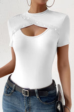 Load image into Gallery viewer, Diamond Sparkle Cutout Short Sleeve Round Neck T-Shirt