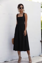 Load image into Gallery viewer, Square Neck Sleeveless Smocked Midi Dress