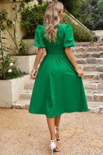 Load image into Gallery viewer, Puff Sleeve Smocked Waist Midi Dress