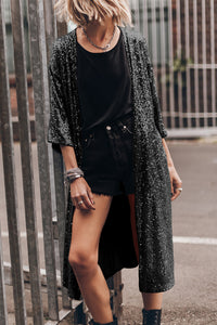 Party Time PartSequin Open Front Duster Cardigan