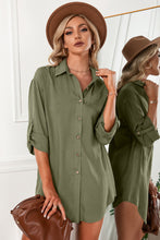 Load image into Gallery viewer, Solid Button Up Drop Shoulder Blouse