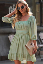 Load image into Gallery viewer, Tie-Back Ruffled Hem Square Neck Mini Dress