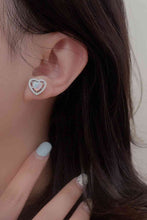 Load image into Gallery viewer, 925 Sterling Silver Opal Heart Stud Earrings