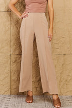 Load image into Gallery viewer, Pretty Pleased High Waist Pintuck Straight Leg Pants in Camel