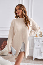 Load image into Gallery viewer, Exposed Seam Mock Neck Slit Sweater