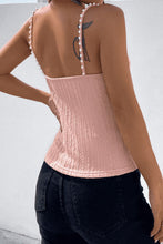 Load image into Gallery viewer, Beads Detail Spaghetti Straps Cable-Knit Cami