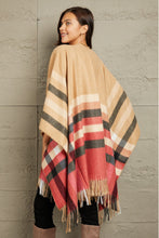 Load image into Gallery viewer, Winter Bliss Plaid Shawl Poncho Cardigan