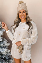 Load image into Gallery viewer, Star Bright Round Neck Dropped Shoulder Star Print Top and Shorts Lounge Set