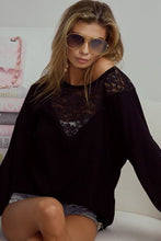 Load image into Gallery viewer, Lace Detail Ribbed Long Sleeve Top
