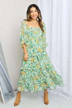 Load image into Gallery viewer, Floral Frill Trim Square Neck Midi Dress