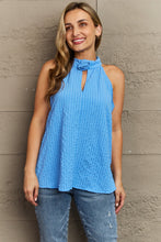 Load image into Gallery viewer, Just For You Floral Corsage Halter Top in Boy Blue