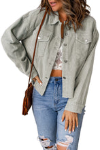 Load image into Gallery viewer, Double Take Raw Hem Button Down Corduroy Jacket with Pockets
