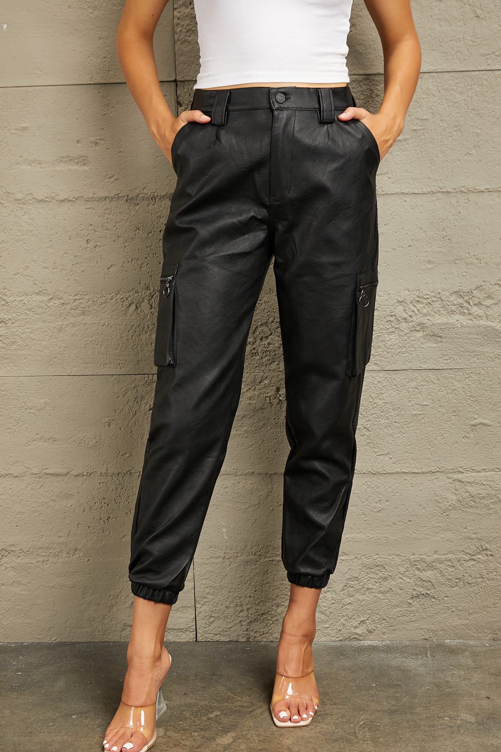 On the Edge Kancan High Rise Leather Joggers