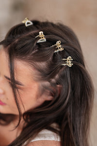 Gold & Pearl Mini Hair Clips Set of Three