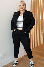 Load image into Gallery viewer, Reese Rhinestone Denim Jacket in Black