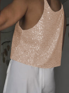 Party Time Sequin Deep V Tank