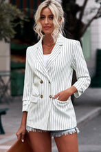 Load image into Gallery viewer, Striped Double-Breasted Long Sleeve Blazer