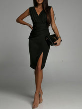 Load image into Gallery viewer, Amanda Slit Ruched Surplice Tank Dress