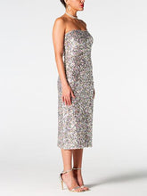 Load image into Gallery viewer, Shine Girl Sequin Straight Neck Midi Wrap Dress