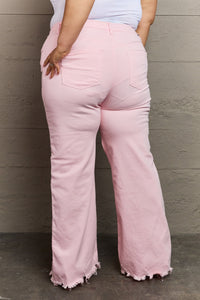 Raelene High Waist Wide Leg Jeans in Light Pink