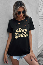 Load image into Gallery viewer, SLAY GOLDEN Distressed Round Neck Tee