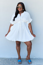 Load image into Gallery viewer, Out Of Time  Ruffle Hem Dress with Drawstring Waistband in White