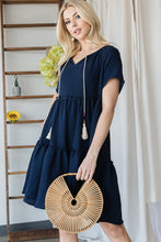 Load image into Gallery viewer, Tassel Tie Frill Trim Tiered Dress