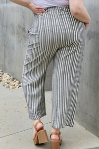Find Your Path Paper bag Waist Striped Culotte Pants