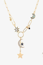 Load image into Gallery viewer, Rhinestone Star and Moon Paperclip Chain Necklace