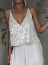 Load image into Gallery viewer, Party Time Sequin Deep V Tank